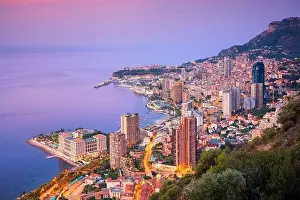 Monte Carlo, Monaco. Aerial cityscape image of Monte Carlo, Monaco during summer sunrise
