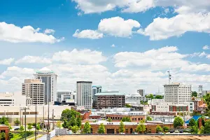Montgomery, Alabama, USA downtown skyline at twilight