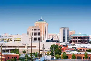 Montgomery, Alabama, USA downtown skyline at twilight