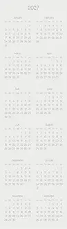 Weekly Prints: Monthly calendar annual of year 2027