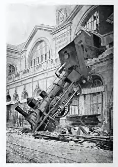 Local Prints: The Montparnasse derailment occurred on 22 October 1895 when the Granville–Paris Express overran the buffer stop