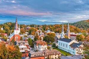 Images Dated 30th September 2016: Montpelier, Vermont, USA town skyline at twilight