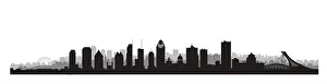 Tower Town Prints: Montreal city, Canada skyline. Cityscape panoramic silhouette with famous buildings