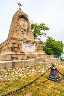 Art Building Prints: The monument to Emperor Alexander II at Bunardzhik tepe - Hill of libertadors in city of Plovdiv