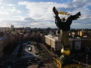 Maidan Prints: Monument on Independence Square in Kyiv, Ukraine