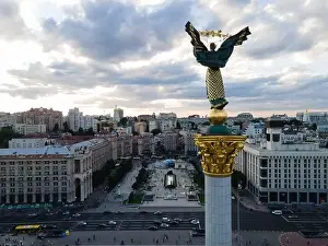 Maidan Prints: Monument on Independence Square in Kyiv, Ukraine