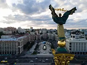 Maidan Prints: Monument on Independence Square in Kyiv, Ukraine