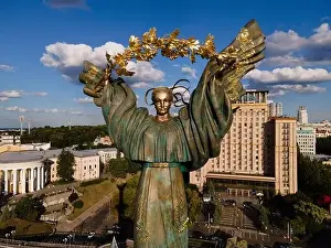 Maidan Prints: Monument on Independence Square in Kyiv, Ukraine