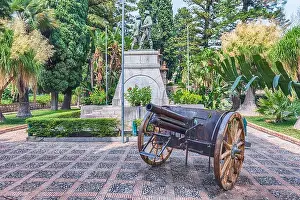 Green House Prints: Monument with soldiers inside the public garden, Taormina, Sicily, Italy