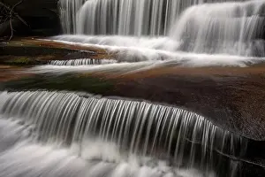 Moody long-exposure water blurs at Grogan Creek Falls - Butter Gap Trail, Pisgah National Forest, near Brevard, North Carolina, USA