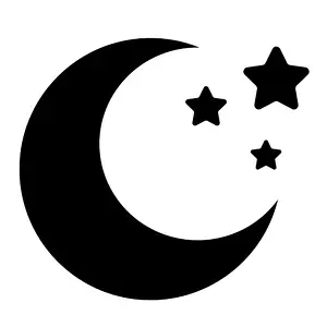 Bedtime Prints: moon icon on white background. flat style