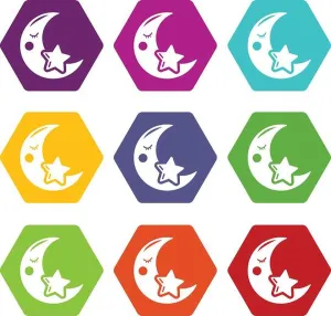 Bedtime Prints: Moon icons set 9 vector