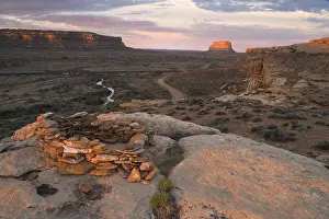 Meander Prints: Morning light strikes a small structure at Chaco Canyon