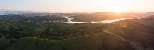 Pleasant Prints: Morning sunlight shines on the green hills of the East Bay in Northern California