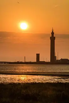 Marina Prints: Morning sunrise over Grimsby's Dock Tower