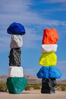 Nevada Prints: Morning view of the Seven Magic Mountains at Nevada