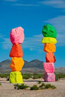 Nevada Prints: Morning view of the Seven Magic Mountains at Nevada