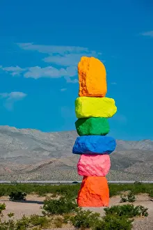 Nevada Prints: Morning view of the Seven Magic Mountains at Nevada
