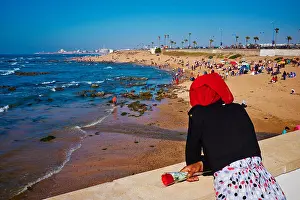 Town Beach Prints: Morocco, Casablanca, Ain Diab beach