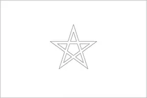 Colouring Prints: Morocco flag - thin black vector outline wireframe isolated on white background