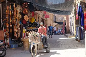 Berber Prints: Morocco Marrakesh - Daily life in Medina Red city with narrow trading streets
