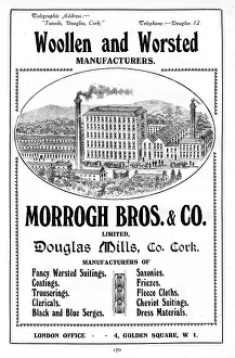 Textile Prints: Morrogh Bros Cork 1919 advert for the Irish manufacturer of textiles from Douglas Mills