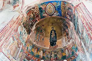 Art Building Prints: Mosaic and mural in the apse depicting Theotokos