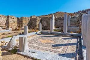 Mykonos Prints: Mosaics at ancient ruins of Delos island in Greece