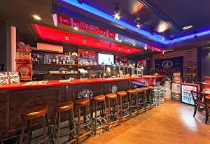 Floor Tiles Prints: MOSCOW - AUGUST 2014: The interior is traditional British pub 'Union Jack'