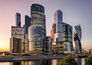 Embankment Prints: Moscow International Business Center or Moskva-City at sunset