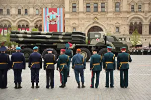 Rehearsal Prints: MOSCOW MAY 6 Smerch RSZO heavy multiple rockets launcher participate rehearsal honor Great Patriotic War victory Red