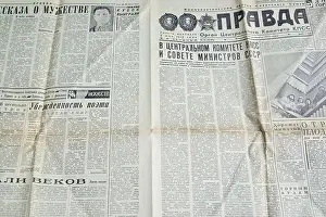 Published Prints: Moscow, Russia - 24 Aug 2016. Newspapers of the USSR published in the 1970s - Pravda
