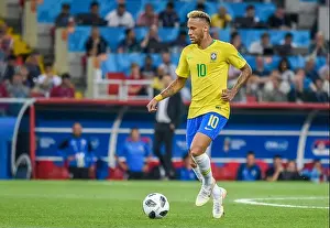 Moscow, Russia - June 27, 2018. Brazil national football team striker Neymar in action