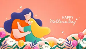 Blessed Prints: Mother hugs her child showing good motherhood