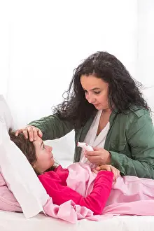 Awake Prints: mother taking care of her sick daughter