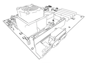 Slot Prints: Motherboard. Wire frame render