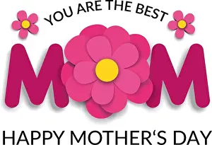 Eps10 Prints: Mothers day Greeting Card with text You are the best mom and letter O made of pink paper cut out flower