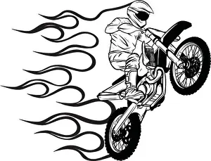 Whip Prints: motocross rider ride the motocross bike vector illustration