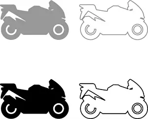 Contour Line Prints: Motorbike silhouette motorcycle sport bike set icon grey black color vector illustration image simple flat style solid