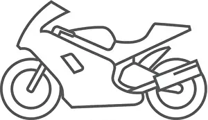 Motor Sport Prints: Motorcycle icon in thin outline style. Sport, speed, race