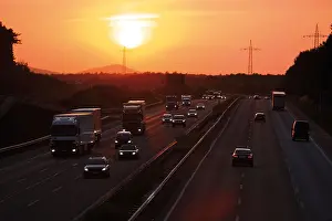 Expressway Prints: Motorway Cologne-Frankfurt at sunrise, Germany, Europe