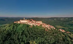 Vinery Prints: Motovun Village in Croatia. It is a village and a municipality in central Istria