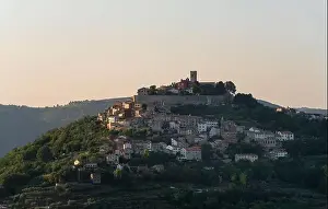 Tower Building Prints: Motovun Village in Croatia. It is a village and a municipality in central Istria