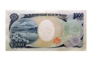 Mount Fuji on the back of a 1000 yen Japanese banknote