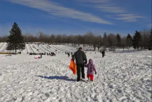 Ice Skating Prints: Mount Royal park Beavers lake where people skate in the winter Montreal Canada