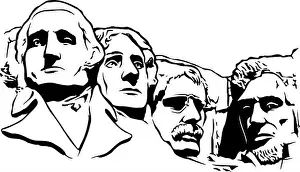 Lincoln Prints: Mount Rushmore Memorial Vector Illustration