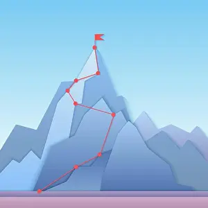 Climber Prints: Mountain climbing route to peak