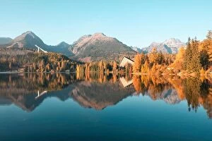 Images Dated 10th October 2018: Mountain lake Strbske pleso (Strbske lake) in autumn time. High Tatras national park, Slovakia