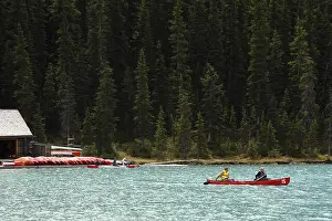 Mountain Lake Prints: Mountain lake, turquoise, canoe