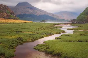 Lochaber Prints: Mountain view out to Loch Nevis from the remote